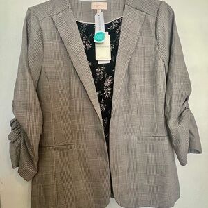 Skies Are Blue Gray Tailored Blazer with Notched Lapels